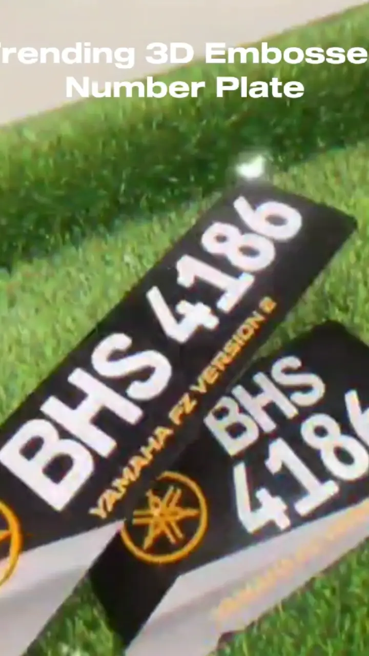 3D embossed acrylic number plates for a motorbike